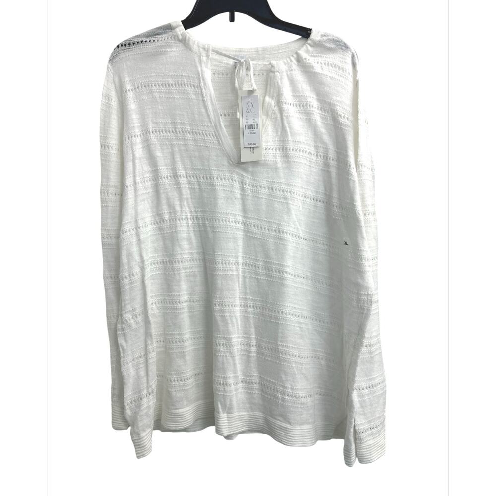 SOHO Jeans New York & Company White Casual Top Cotton Blend Women's Size XL NWT